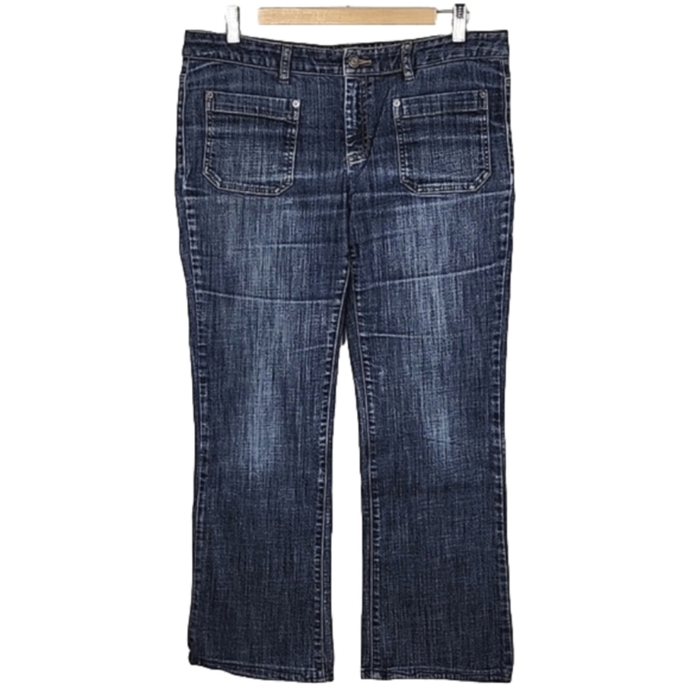 Michael Kors Jeans Blue Denim Dark Wash Barley Boot Faded Size 12